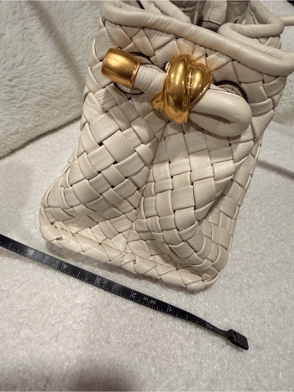 Donna Karan Woven Leather Shoulder Bag in Cream - Picture 7 of 9